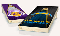 Lakers & Charges Cornhole Board Vinyl Wrap Laminated Sticker Set