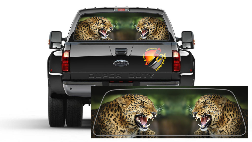Leopard Cheetah Rear Window Graphic  Decal Tint Sticker  Truck