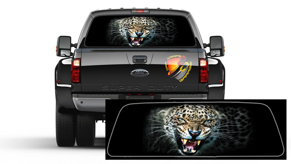 Leopard Face Rear Window Graphic Cat Decal Tint Sticker for trucks