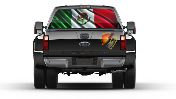Mexican Flag Bandera de Mexico Rear Window Graphic Tint Sticker for Truck perforated vinyl