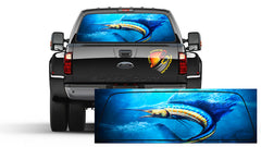 Marlin fishing Sailfish Striped  Window perf Sticker Truck perf