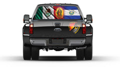 Mexican and El Salvador Flag Virgen de la Guadalupe flag Rear Window Graphic Tint Sticker for Truck perforated vinyl