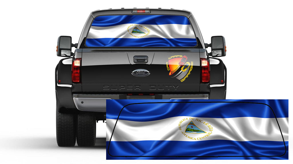 NICARAGUA FLAG Rear Window Graphic Decal Truck BANDERA NICARAGUENSE