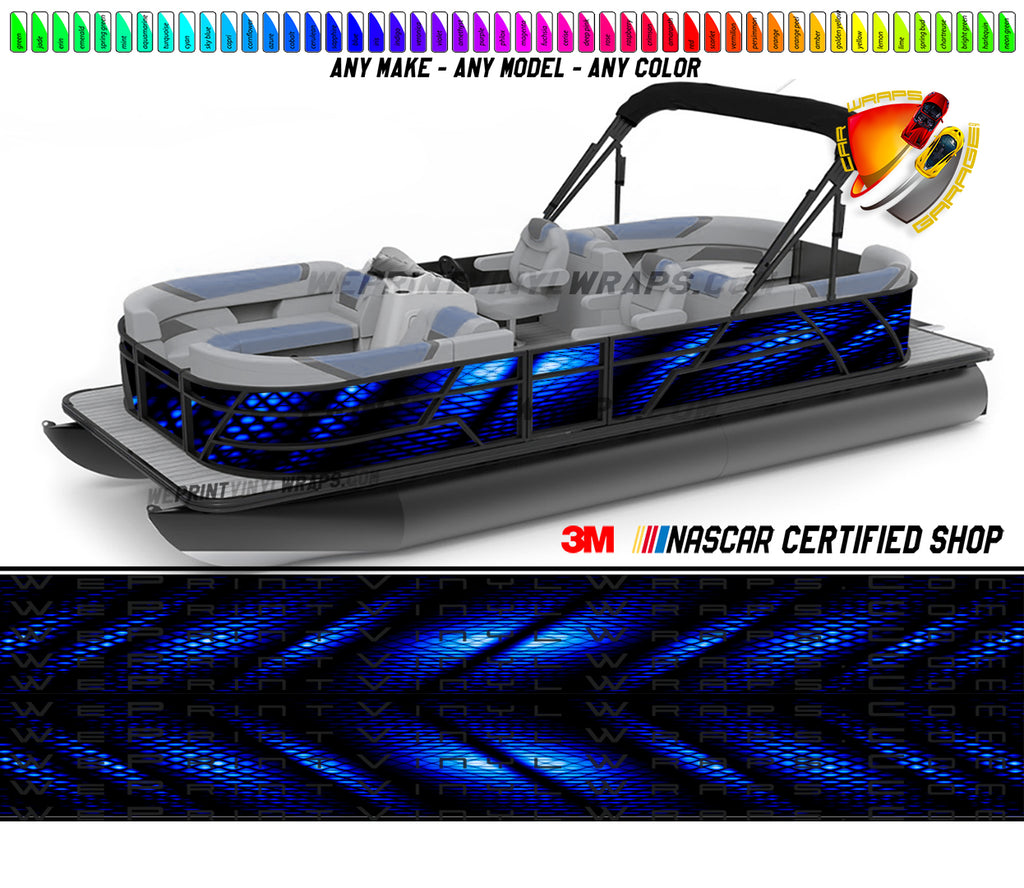 Navy Blue Scales Graphic Vinyl Boat Wrap Decal Fishing Pontoon