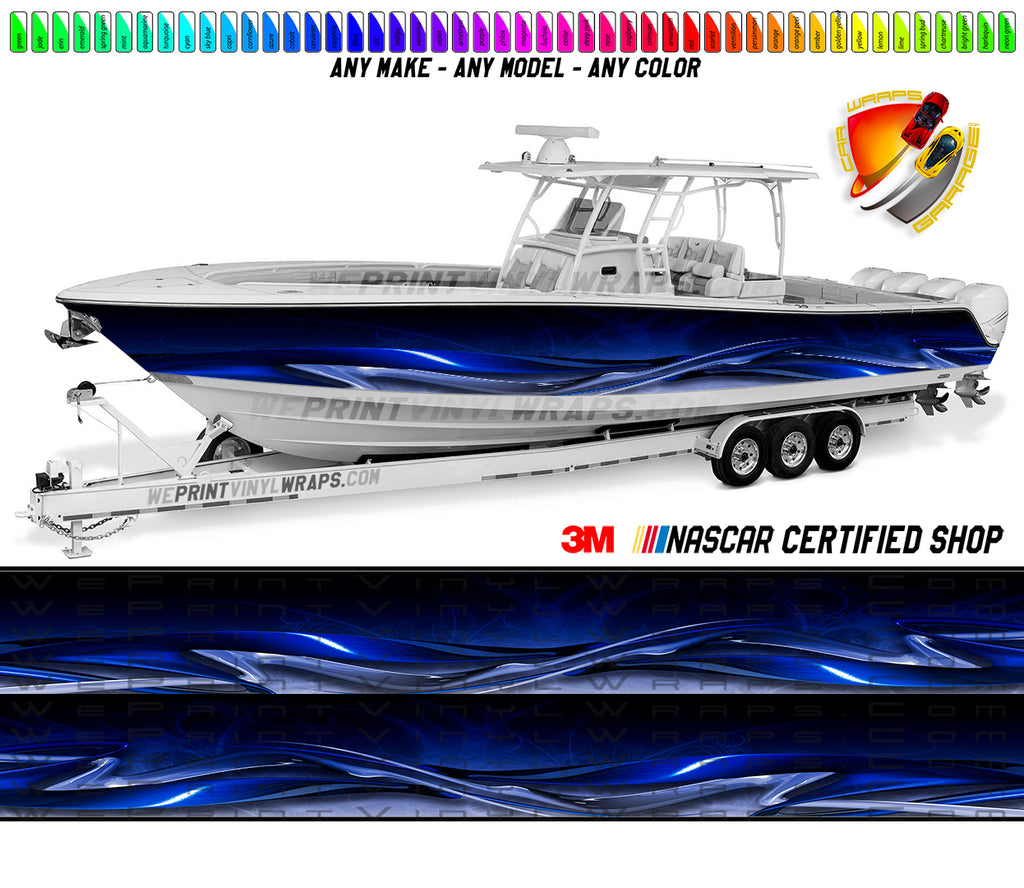 Navy Blue Wavy Graphic Vinyl Boat Wrap Decal Fishing Pontoon Sportsman – We  Print Vinyl Wraps