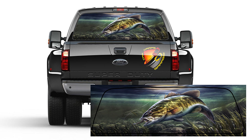 Bass Fishing Seabass Rear Window Graphic Decal Tint Perf Sticker for Truck perforated vinyl