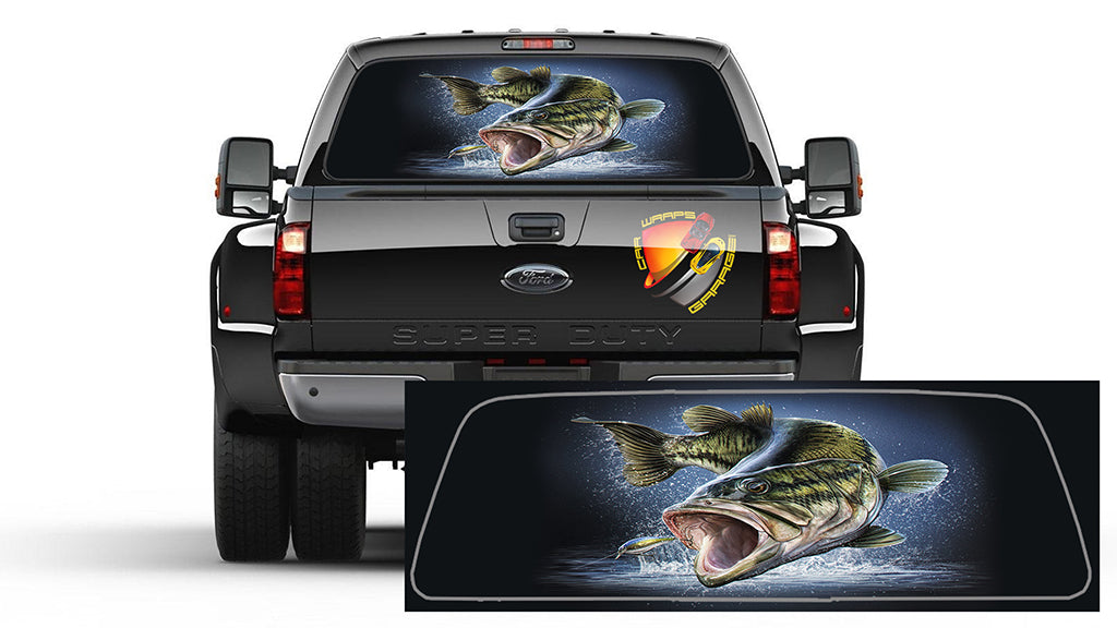 Seabass Fish Rear Window Perforated Graphic Decal  Sticker Truck All cars