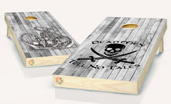Pirates Ship Dead Men Tell No Tales Cornhole Board Vinyl Wrap Laminated Sticker Set Decal