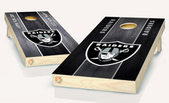 Raiders black and white Cornhole Board Vinyl Wrap Laminated Sticker Set
