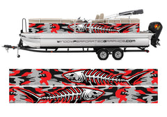 Red Shark Fishbones Abstract  Graphic Boat Vinyl Wrap Decal Fishing  Pontoon Sportsman Tenders Console Bowriders Deck Boats Decal Watercraft