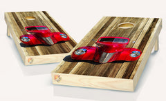 Red Truck  American Cornhole Board Vinyl Wrap Laminated Sticker Set Decal