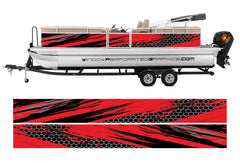 Red and Black  Abstract  Modern Lines  Graphic Boat Vinyl Wrap Decal Fishing Bass Pontoon Decal Sportsman Boat Decal