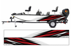 Red White and Black  Abstract  Modern Lines  Graphic Boat Vinyl Wrap Decal Fishing Bass Pontoon Decal Sportsman Boat Decal