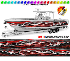 Red and Gray Checkered Graphic Vinyl Boat Wrap Decal Fishing Pontoon Sportsman Console Bowriders Deck Boat Watercraft  All boats Decal
