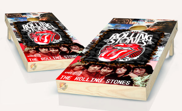 Rock n Roll Rolling Stones Cornhole Board Vinyl Wrap Skins Laminated Sticker Set Decal