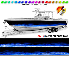 Royal Blue Lines Graphic Vinyl Boat Wrap Decal Fishing Pontoon Sportsman Console Bowriders Deck Boat Watercraft  All boats Decal