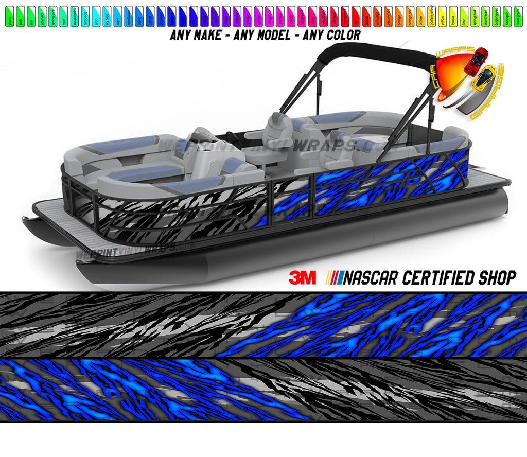 Royal Blue and Black Ripped Graphic Vinyl Boat Wrap Decal Fishing Pontoon Sportsman Console Bowriders Deck Boat Watercraft  All boats Decal
