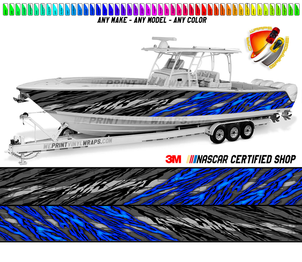 Royal Blue and Black Ripped Graphic Vinyl Boat Wrap Decal Fishing Pont – We  Print Vinyl Wraps