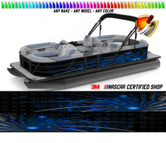 Royal Dark Blue and Black Spiral Graphic Vinyl Boat Wrap Decal Fishing Pontoon Sportsman Console Bowriders Deck Boat Watercraft  All boats Decal