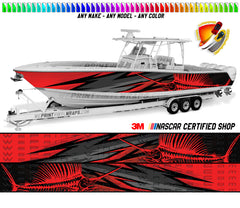 Sailfish Marlin Skeleton Graphic Vinyl Boat Wrap Decal Fishing Pontoon Sportsman Console Bowriders Deck Boat Watercraft All Boats Decal