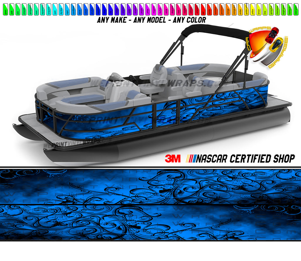 Sapphire Blue Graphic Vinyl Boat Wrap Decal Fishing Pontoon Sportsman Console Bowriders Deck Boat Watercraft  All boats Decal
