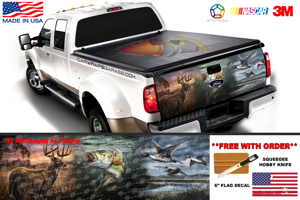 Hunting Deer Bass Fishing Duck Tailgate Wrap Vinyl Graphic