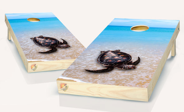 Sea Turtle Ocean  Cornhole Board Vinyl Wrap Laminated Sticker Set Decal