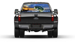Seabass Fishing Sunset Rear Window Graphic Decal Tint Perf Sticker  Truck
