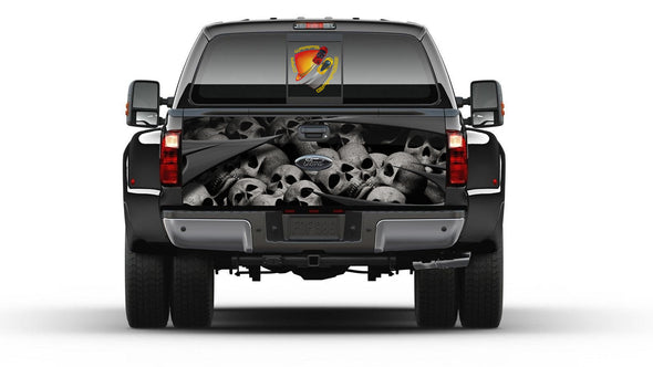 Skulls Grunge Seamless Tailgate Wrap Vinyl Graphic Decal Sticker Truck