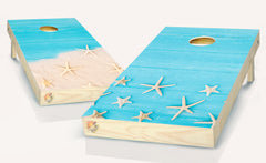 Starfish Beach Cornhole Board Vinyl Wrap Laminated Sticker Set Decal
