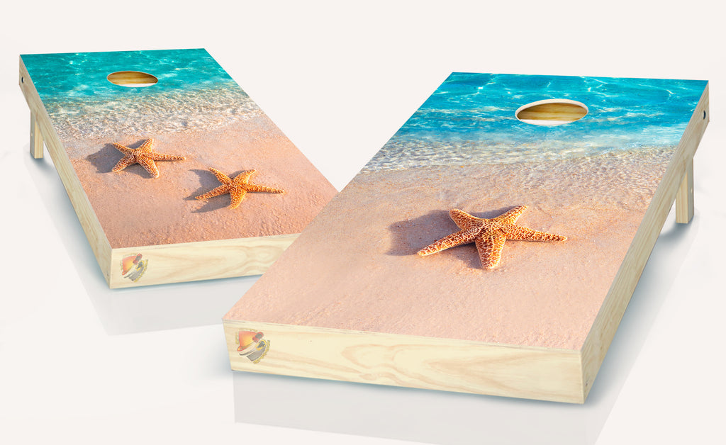 Starfish Ocean Beach Cornhole Board Vinyl Wrap Laminated Sticker Set Decal