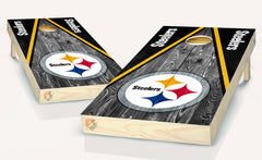 Pittsburgh Steelers Dark Gray Board Cornhole  Board Vinyl Wrap Laminated Sticker Set Decal