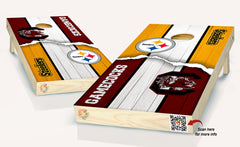 Steelers and Gamecocks Cornhole Board Vinyl Wrap Laminated Sticker Set Decal