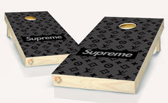 Supreme Black Board Cornhole Board Vinyl Wrap Laminated Sticker Set Decal