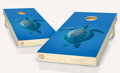 Swimming Sea Turtle Cornhole Board Vinyl Wrap Laminated Sticker Set Decal