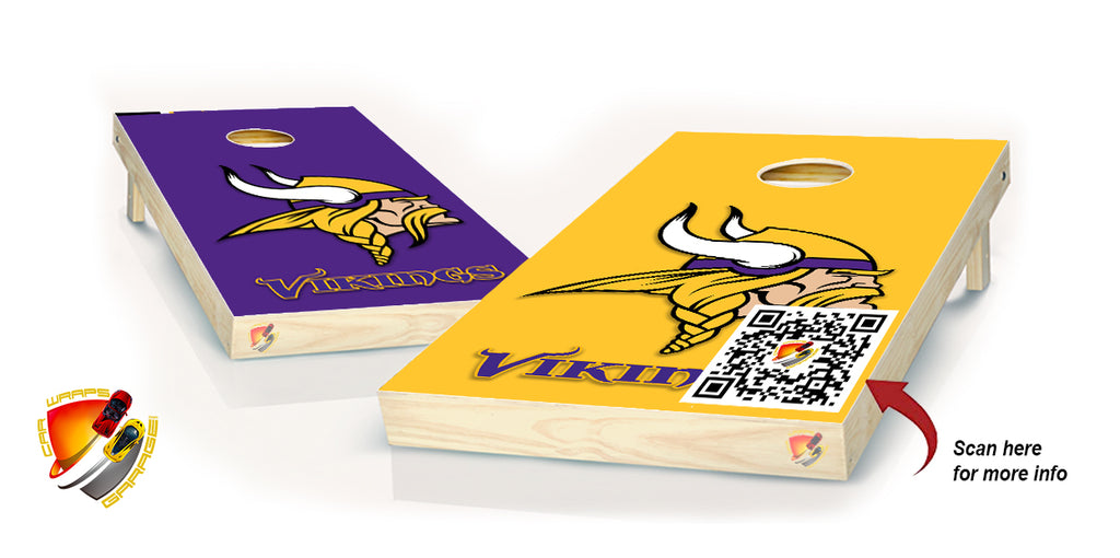 Vikings Minnesota Purple and Yellow Cornhole Board Vinyl Wrap Laminated Sticker Set Decal