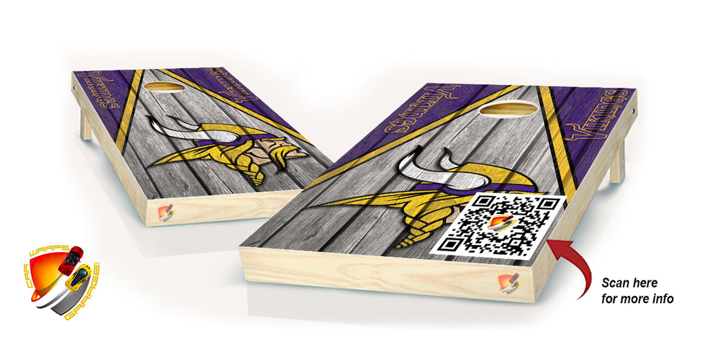 Vikings Minnesota Wood  Cornhole Board Vinyl Wrap Laminated Sticker Set Decal