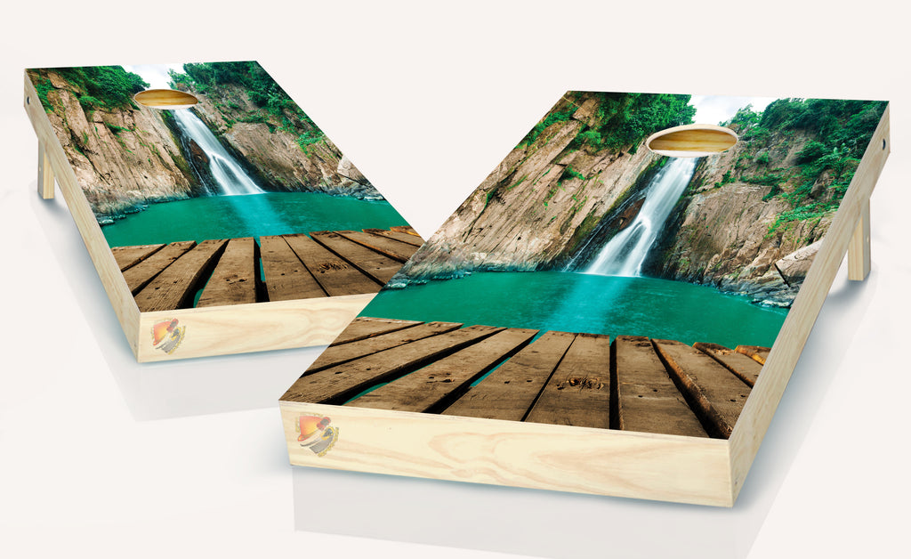 Waterfall  Cascade Cornhole Board Vinyl Wrap Laminated Decal Sticker Set