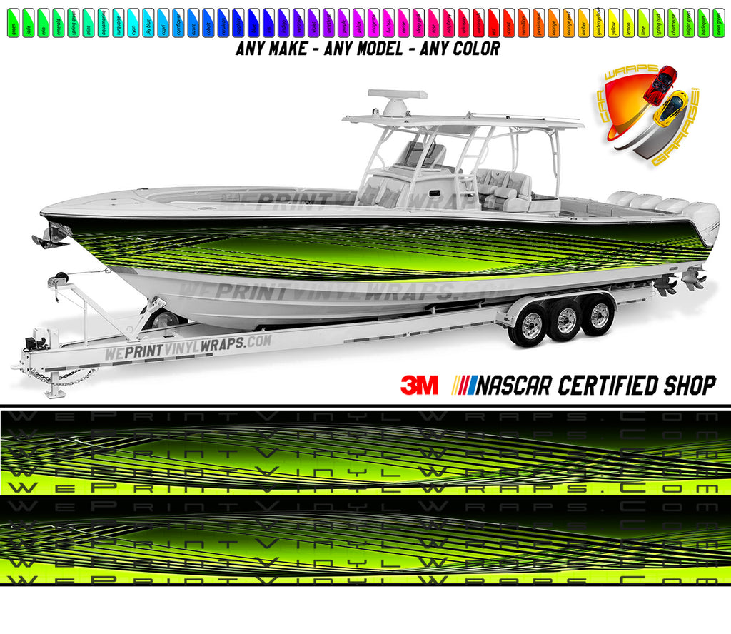 Yellow Lime Graphic Vinyl Boat Wrap Decal Fishing Pontoon Sportsman Console Bowriders Deck Boat Watercraft  All boats Decal
