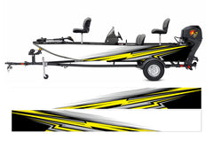 Yellow and Black Abstract Graphic Boat Vinyl Wrap Decal Fishing Bass Pontoon Decal Sportsman Boat Decal