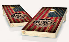 American Flag Busch Light Cornhole Board Vinyl Wrap Laminated Sticker Set