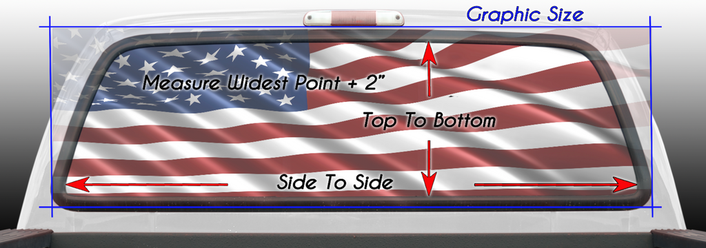 American Flag Black and White Thin Red, Blue & Gold Line Rear Window Graphic Perforated Decal Vinyl Pickup
